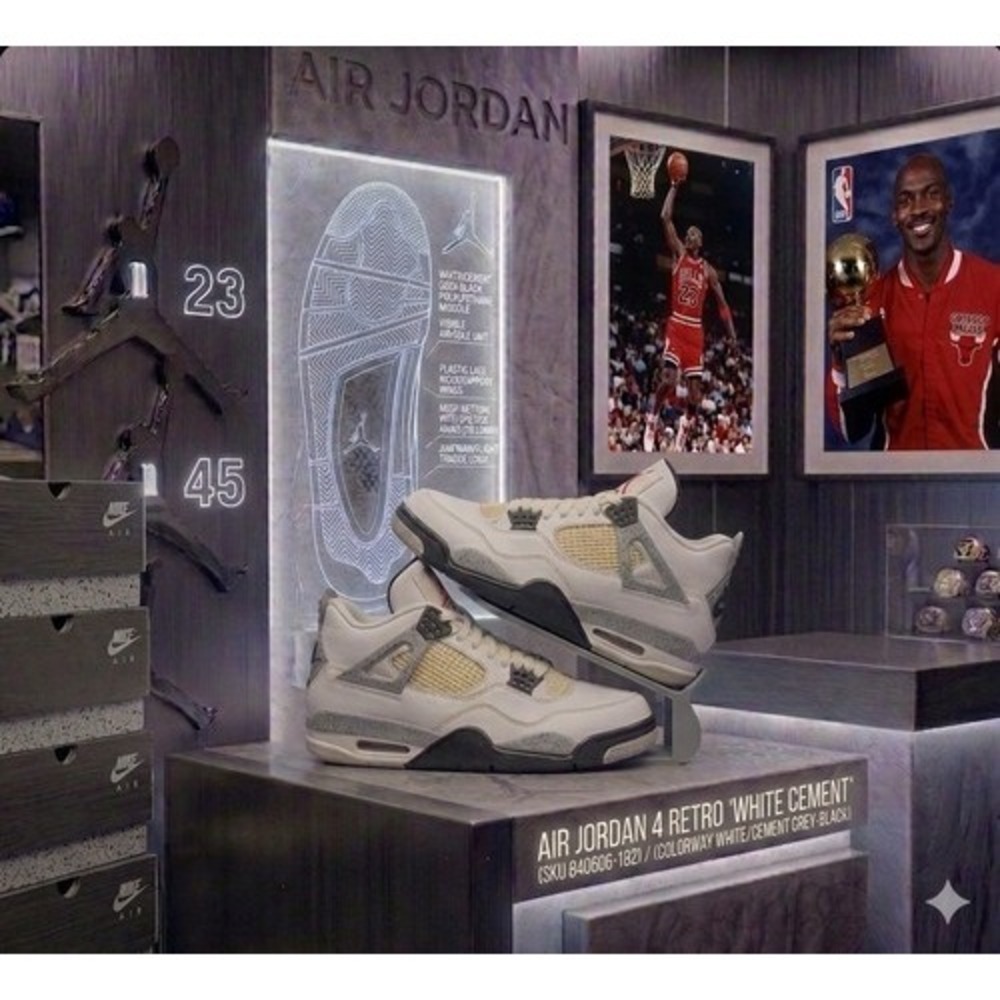 Jordan 4 Retro OG White Cement GS 2016 836016-192 6.5Y/8W Nike Air AUTHENTICATED